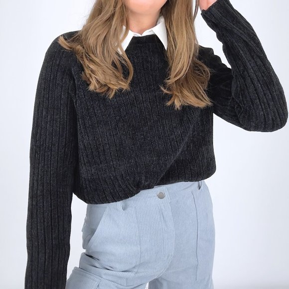 Vintage Essential Black Chenille Sweater - Picture 4 of 5